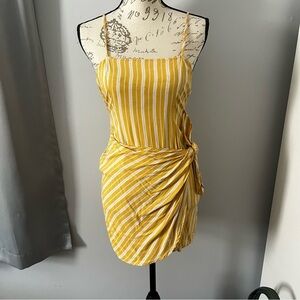 Forever21 yellow striped wrap dress size small